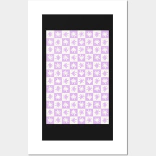 Lisa Says Gah Inspired Checkered Flower Trendy Lilac Posters and Art